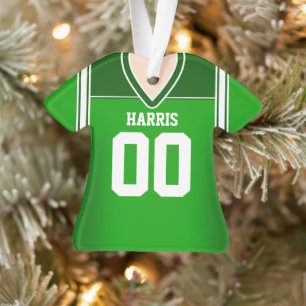 Green/White Football Jersey Ornament
