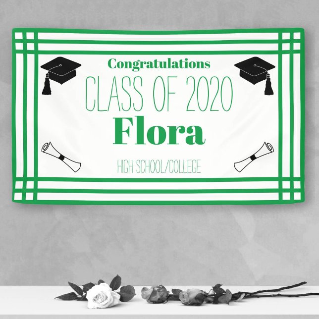 Green White Geometric Graduation Party Banner (Creator Uploaded)