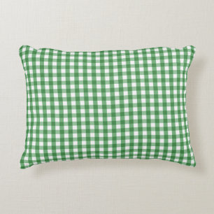 Green White Gingham Check Pattern Accent Pillow