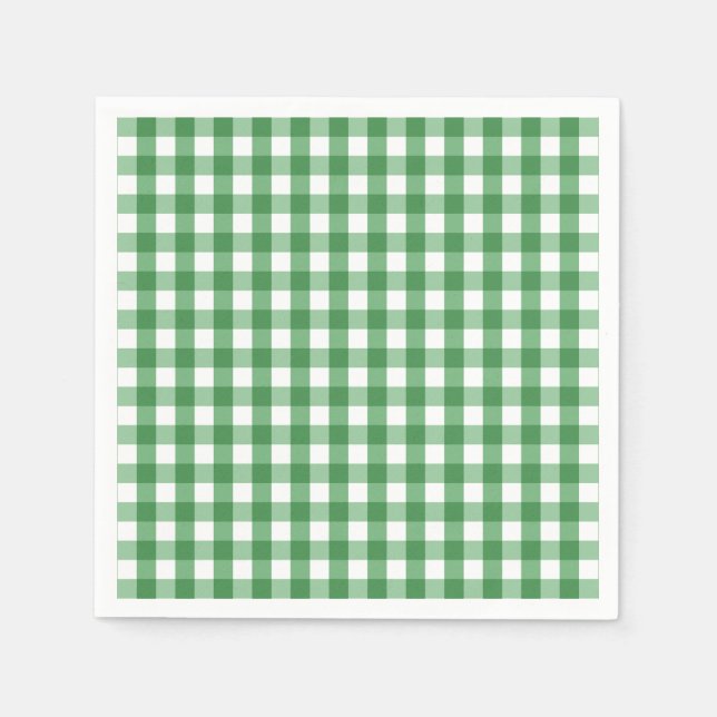 Green White Gingham Check Pattern Napkin (Front)