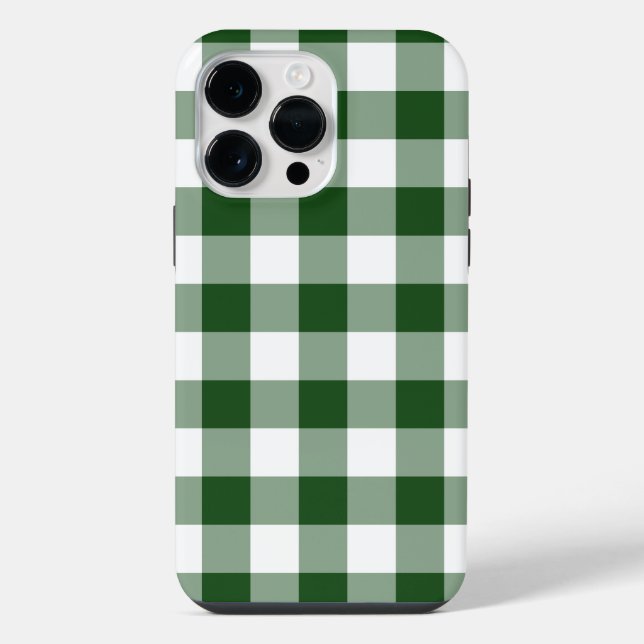 Green & White Gingham Pattern iPhone Case (Back)