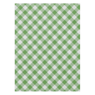 Green White Gingham Plaid Checkered Pattern Tablecloth