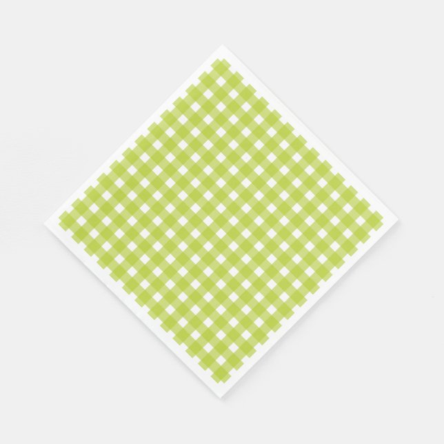 Green & White Gingham Plaid Checks Wedding Party Napkin (Corner)