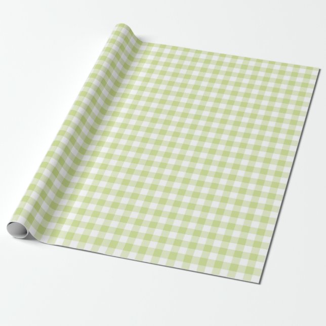 GREEN & WHITE GINGHAM PLAID  WRAPPING PAPER (Unrolled)