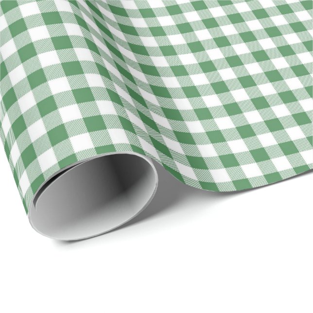 Green | White Gingham Wrapping Paper (Roll Corner)
