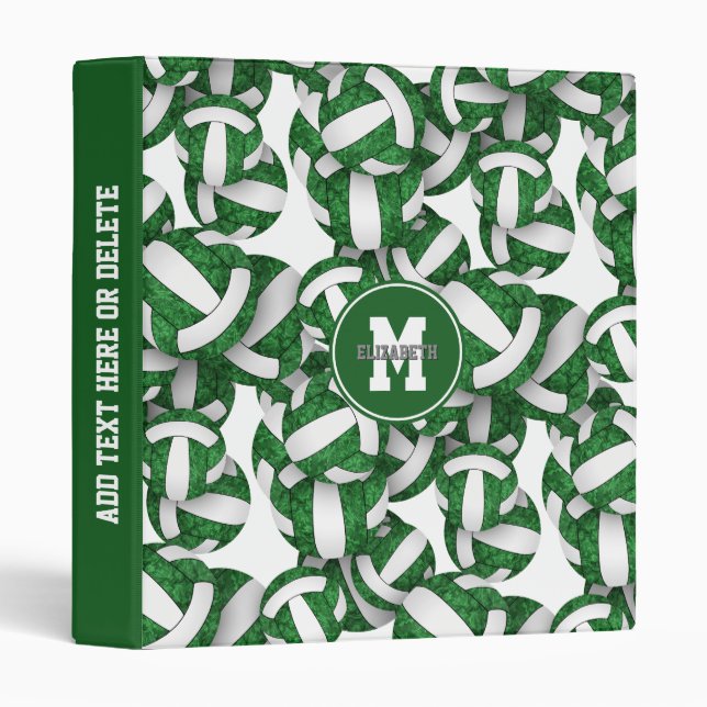 green white girls school colours volleyball patter binder (Front/Spine)