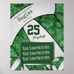 green white girls' volleyball team photo poster