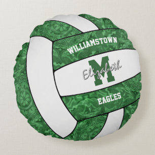 green white girly sports volleyball team colours  round pillow