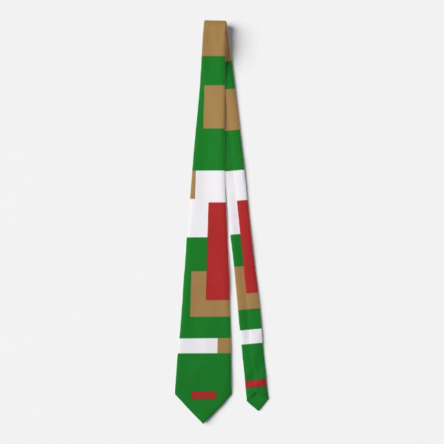green white gold and red blocks tie (Front)