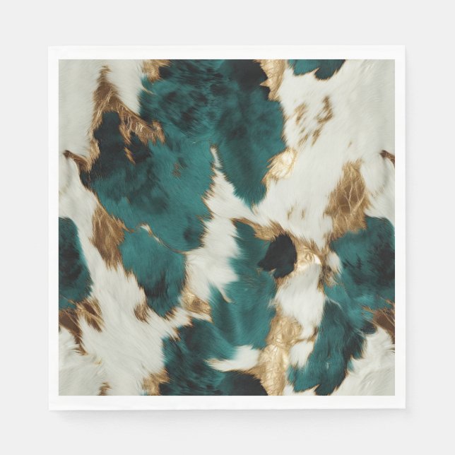 Green White Gold Leopard Napkin (Front)
