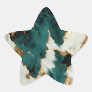 Green White Gold Leopard Star Sticker