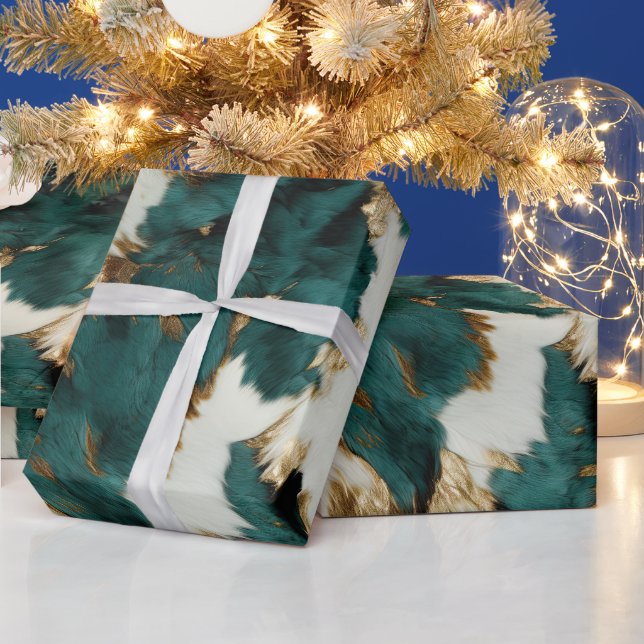 Green White Gold Wrapping Paper (Holidays)