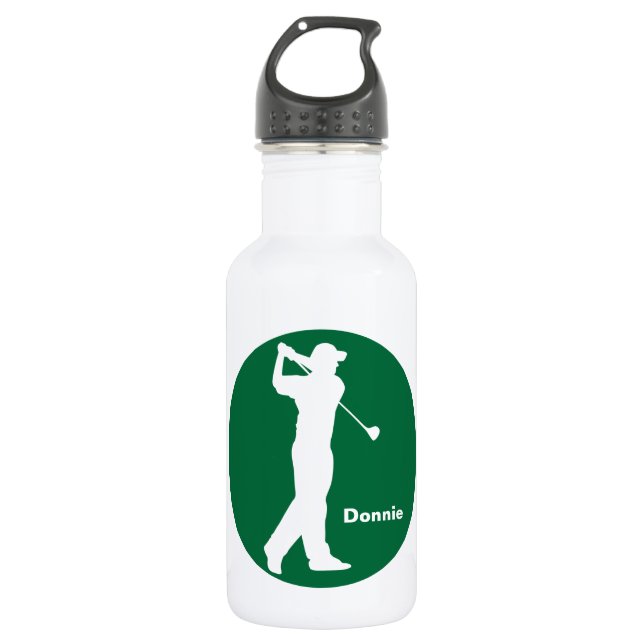 Green White Golfer Golf Personalized 532 Ml Water Bottle (Front)