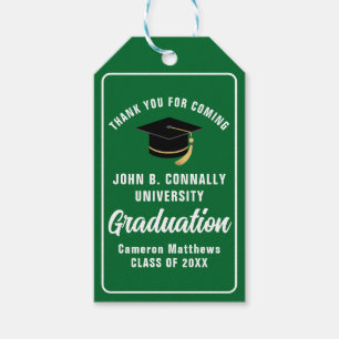 Green White Graduate Custom 2025 Graduation Party Gift Tags