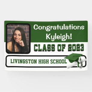 Green & White Graduation Banner