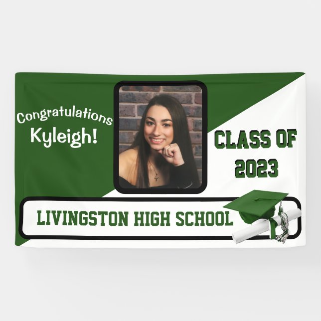 Green & White Graduation Banner (Horizontal)