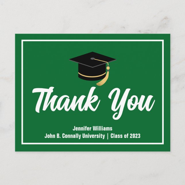 Green White Graduation Personalized Graduate Postcard (Front)
