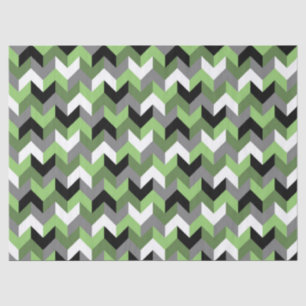 Green, White, Grey and Black Chevron Arrow Tissue Paper