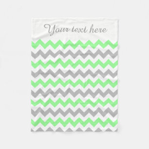 Green, White, Grey Chevron Custom Text Blanket