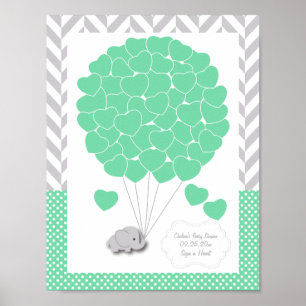 Green, White Grey Elephant Baby Shower  - Guest Poster