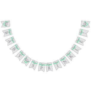Green, White Grey Elephant Baby Sprinkle Bunting Flags