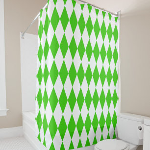 Green White Harlequin Diamonds Checkers Design