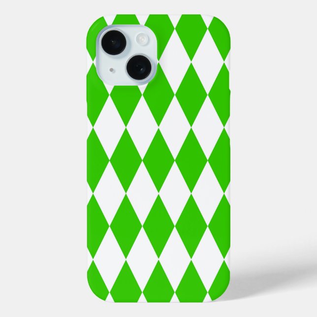Green White Harlequin Diamonds Checkers Design  Case-Mate iPhone Case (Back)