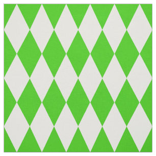 Green White Harlequin Diamonds Checkers Design  Fabric