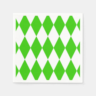 Green White Harlequin Diamonds Checkers Design  Napkin