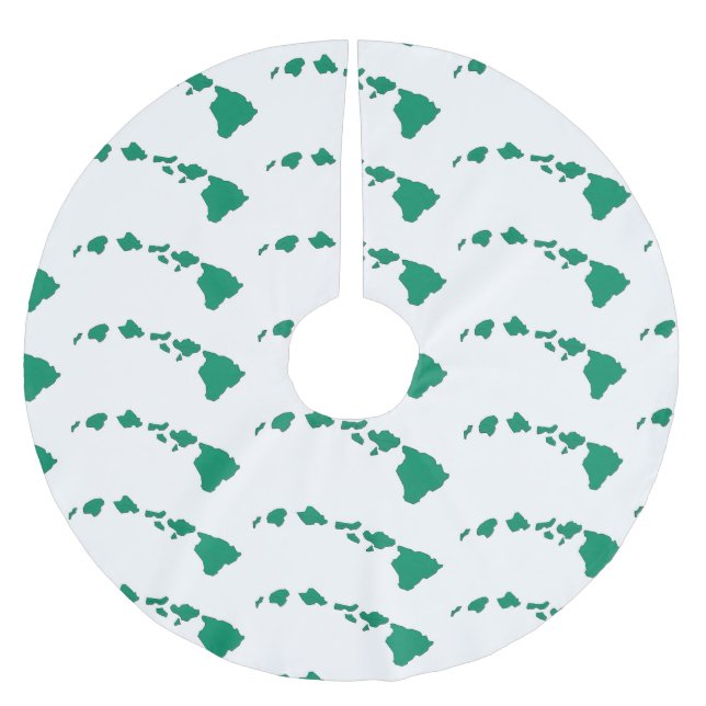 Green white Hawaii islands pattern tree skirt (Front)