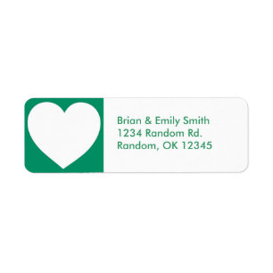 Green white heart custom return address labels