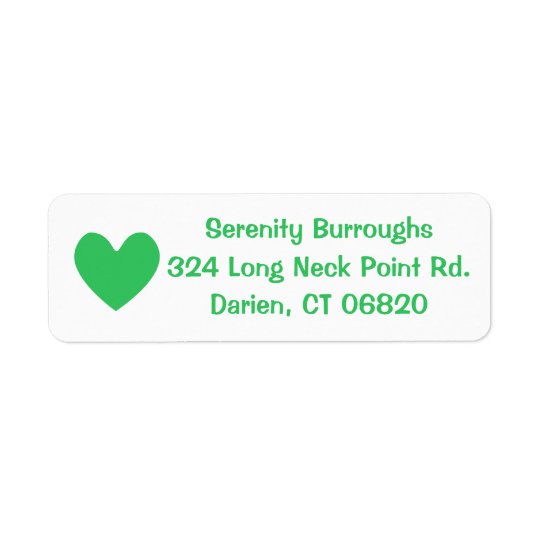 Green & White Heart Love - Wedding, Bridal Shower Return Address Label