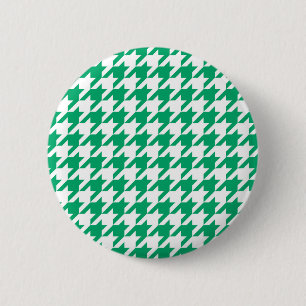 Green White Houndstooth Check 2 Inch Round Button