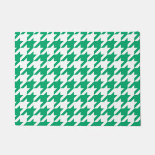 Green White Houndstooth Check Doormat