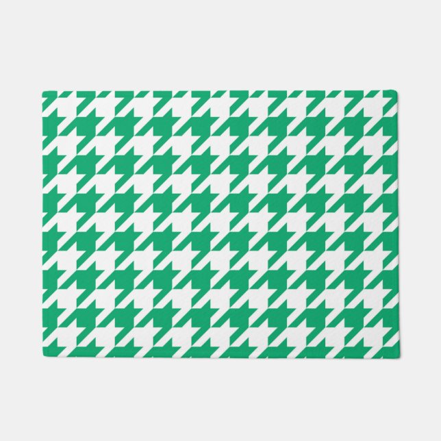 Green White Houndstooth Check Doormat (Front)
