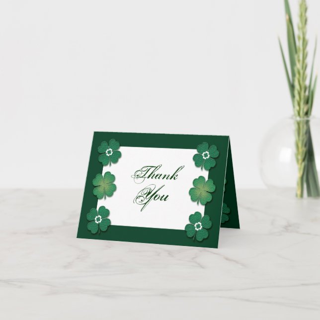 Green white Irish wedding anniversary Thank You Card (Front)
