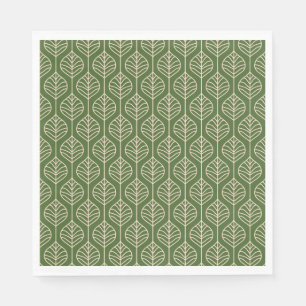Green & White Leaves Woodland Leaf Nature Party Napkin