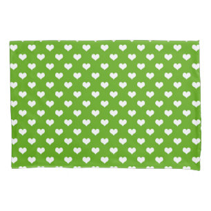 Green White Love Heart Pattern Design Pillowcase