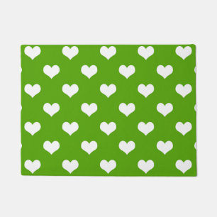 Green White Lovely Hearts Design Doormat