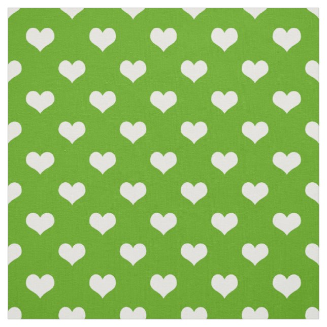 Green White Lovely Hearts Design  Fabric (Swatch)