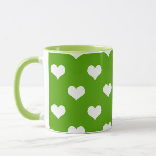 Green White Lovely Hearts Design  Mug