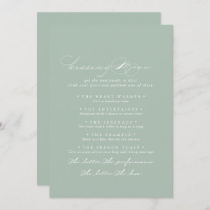 Green White Mariage Kissing Menu Carte de jeu