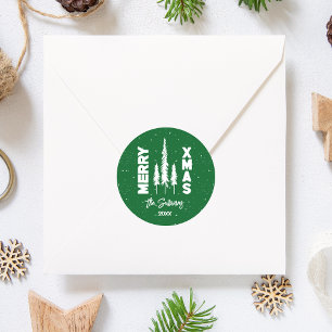 Green & White Merry Xmas Envelope Seal