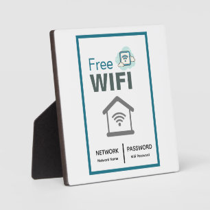 Green White Minimalist Free Wifi Network Internet  Plaque