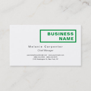 Green White Minimalist Modern Plain Office Business Card