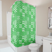 Green White Mixed Patterns Patchwork Design 