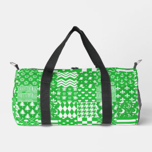 Green White Mixed Patterns Patchwork Design  Duffle Bag