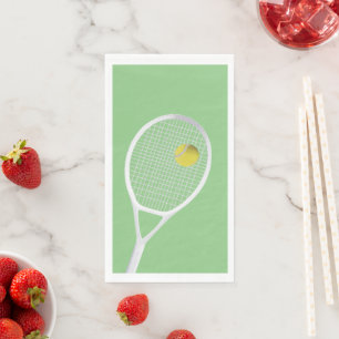 Green White Modern Tennis Ball Racket  Napkin