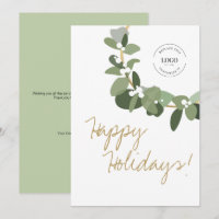 Green White Modern Wreath Business Logo Happy