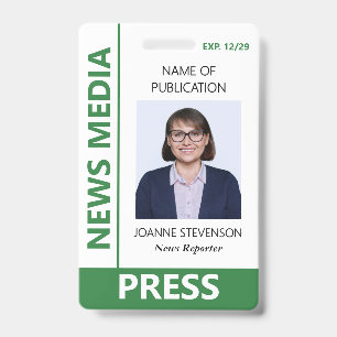 Green White News Media Press Photo Badge